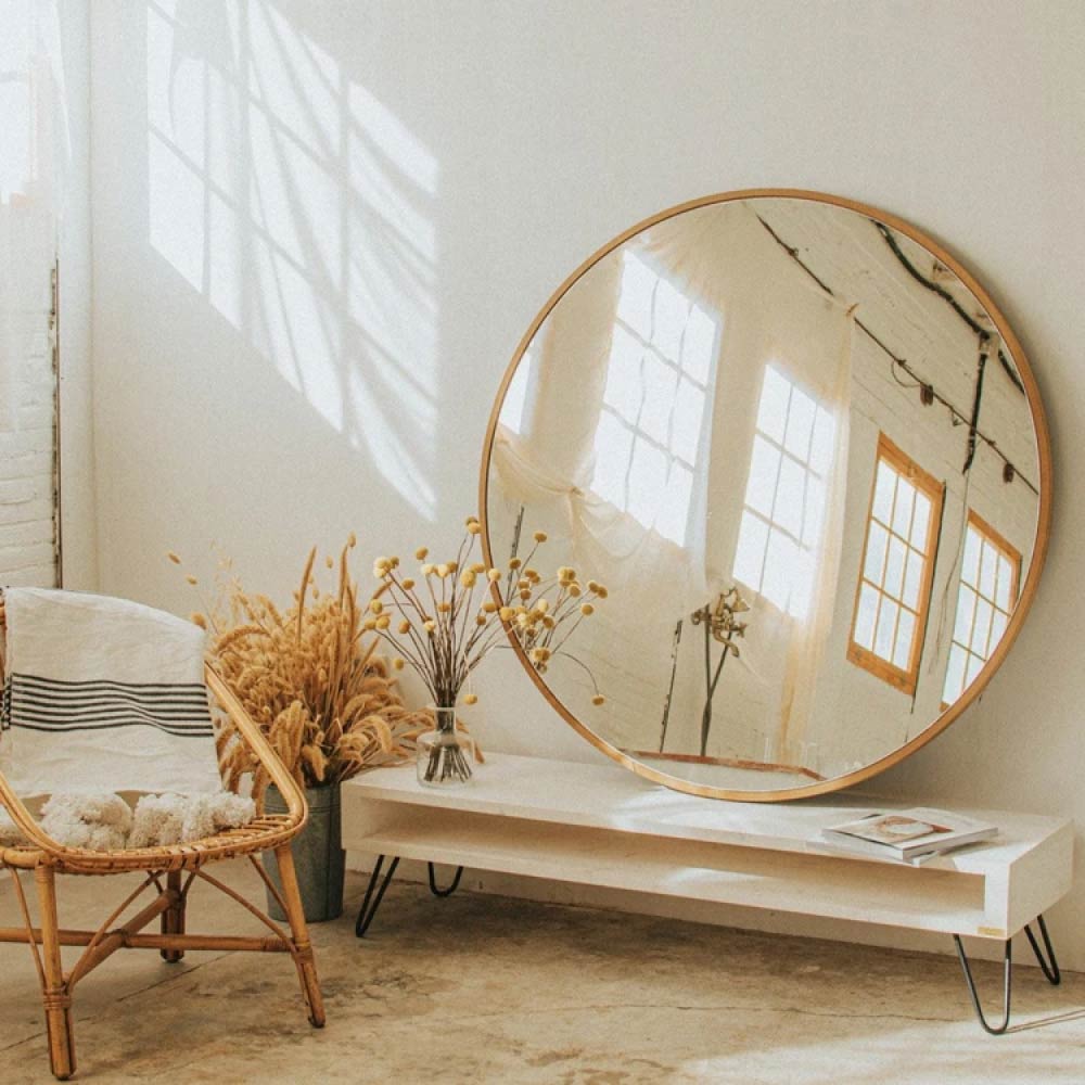 Round Wall Mirror in Recycled Wood (Ø100 cm) Rand